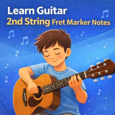 ギターの2弦（細い方から2番目）のマーカーの音を鍵盤と指でおぼえてみよう！